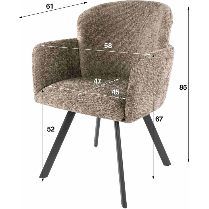 2er-Set Armstuhl Ecarm 360° drehbar mit Chenille-Bezug, Champagne – Bild 8
