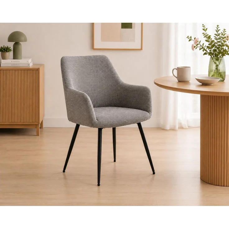 ACTONA GROUP Esszimmerstuhl Glenda 2er Set, Stoff - mit Armlehne & gepolstert in mehreren Farben, Stoff, schwarze Stahlbeine, Armlehne, 2er-Set, Sitzhöhe: 49 cm – Bild 1
