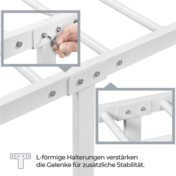 Yaheetech Metallbett mit Lattenrost, Wolkenmuster, Metall Weiß, 90x200 cm – Bild 4