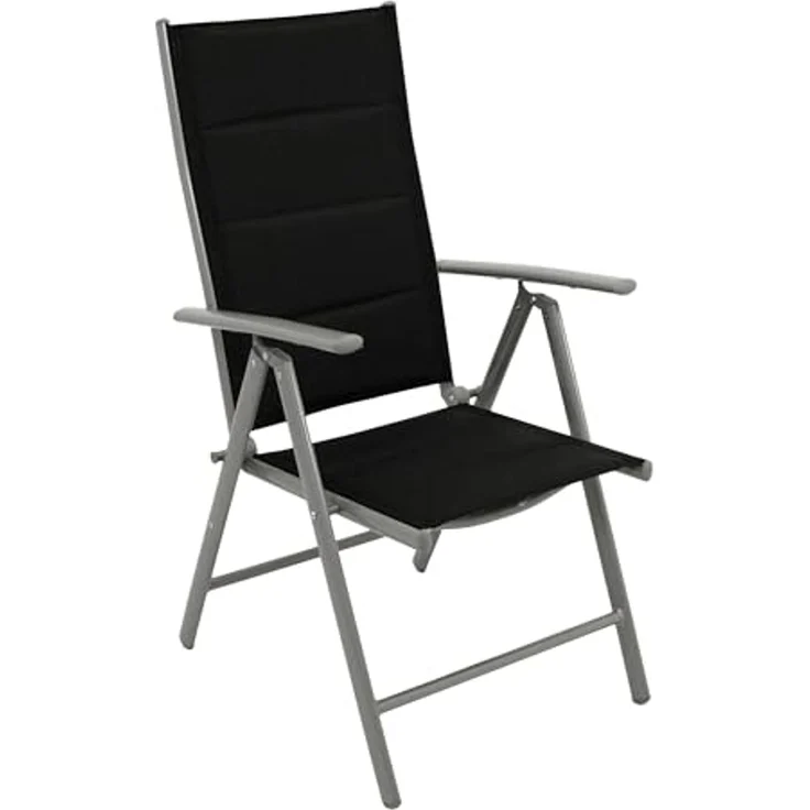 DEGAMO Gartensessel ALMERIA (2-St), klappbar, Alu silbergrau + Kunstgewebe gepolstert schwarz, wetterfest – Bild 3