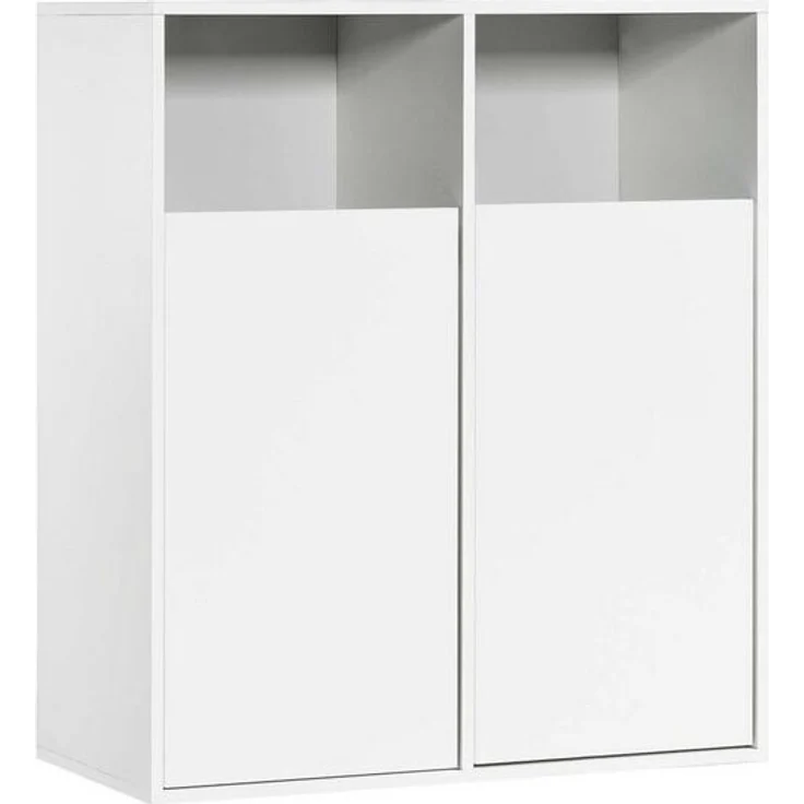 mokebo Wäscheschrank Der Wäschehüter (2-türig) Wäschekorb oder Wäschesammler mit Magnetverschluss in Weiß – Bild 4