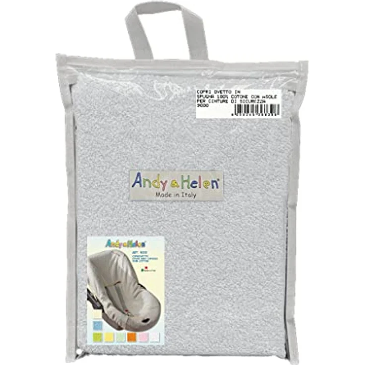 Andy & Helen Bezug für Babyschale aus Frottee - praktisches und bequemes Einziehen dank Gummizug an allen gängigen Babyschalen - Grau – Bild 2