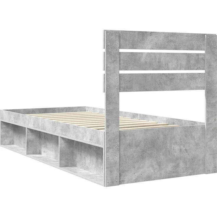 vidaXL Bettrahmen Beton Grau 75 x 190 cm Massives Kiefernholz 3411474 – Bild 8