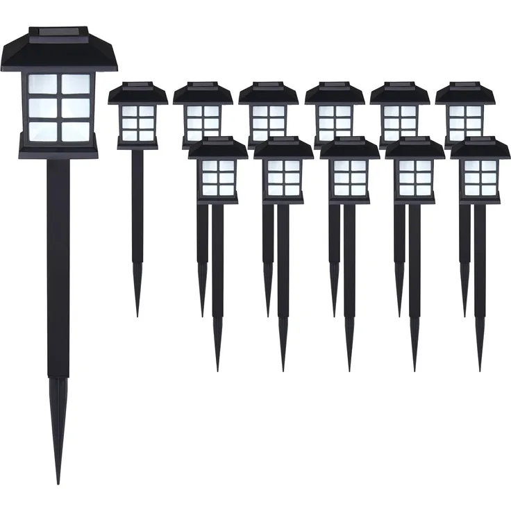 MONZANA® LED Solarlampe 12x Set Wetterfest Solar Akku Garten Solarleuchte Gartenleuchte Außenbereich Outdoor