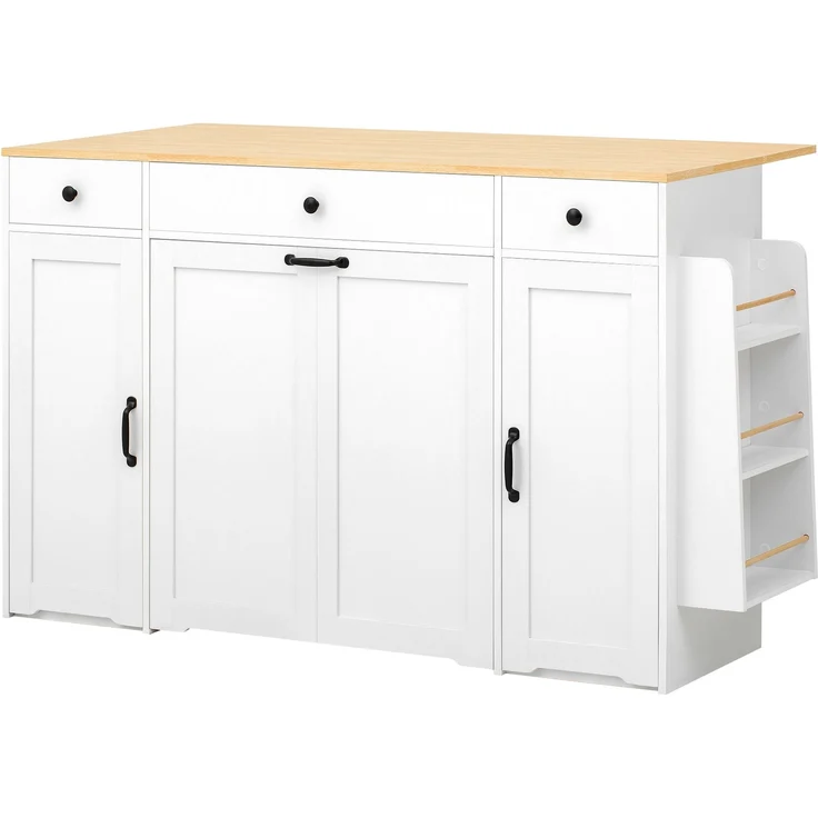 Sideboard 136 x 65 x 90 cm aus MDF in Weiß und Natur mit 3 Schubladen und 2 Türen – Bild 6