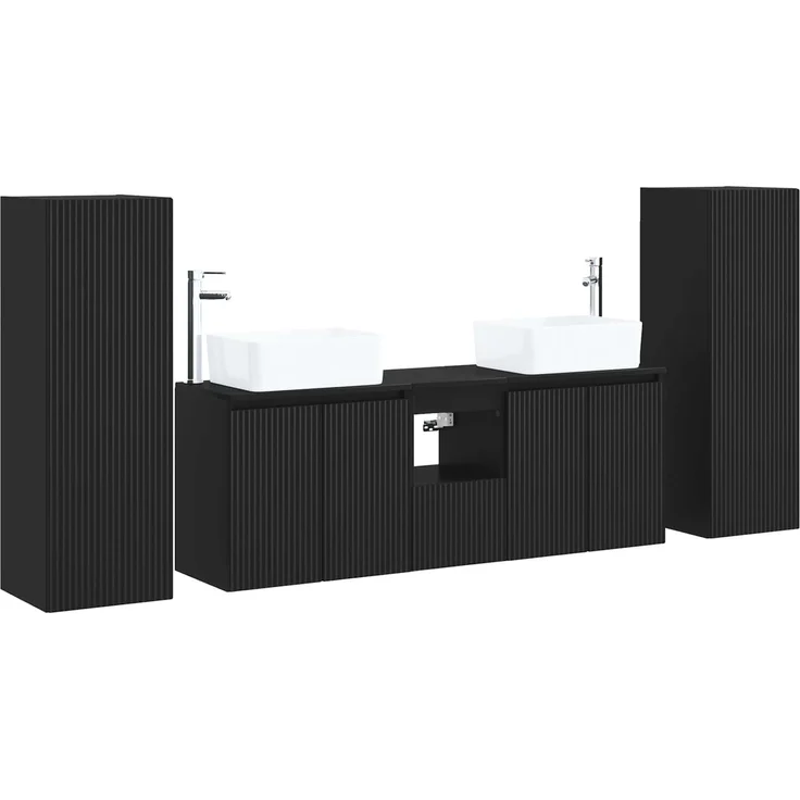 vidaXL Badezimmermöbel-Set 5 stk. Schwarz 33 x 34,5 x 100 cm 3405994 – Bild 2