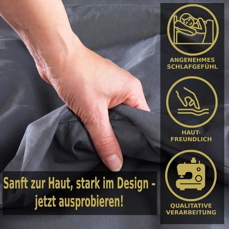 Malika Bettwäsche 155x220 + 80x80 cm atmungsaktiver Baummwoll Renforce Bettbezug, Renforce Baumwolle, 2 teilig, Für Allergiker geeignet, pflegeleicht, angenehm weicher Stoff – Bild 3