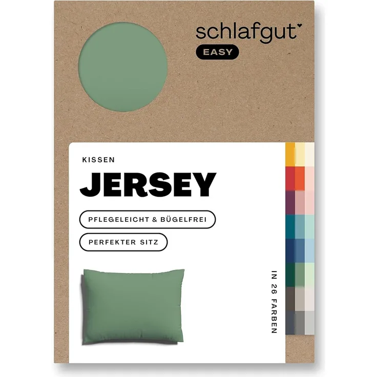 Schlafgut 'Easy' Kissenbezug, Jersey, Green Mid, 70x90 cm