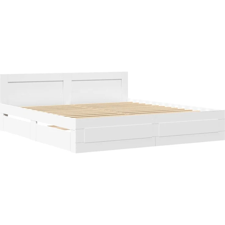 vidaXL Bettgestell mit Kopfteil ohne Matratze Weiß 200x200 cm 3295534 – Bild 2