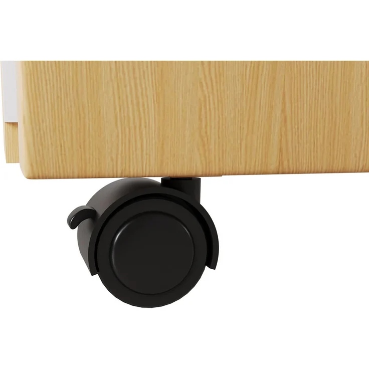 ZUBALIYA drehbarer Eckschreibtisch auf Rollen, feststellbare Rollen, H 76.5 × B 120 × T 50 cm, Eiche / Weiß, flexibel aufstellbar, für Büro und Homeoffice – Bild 8