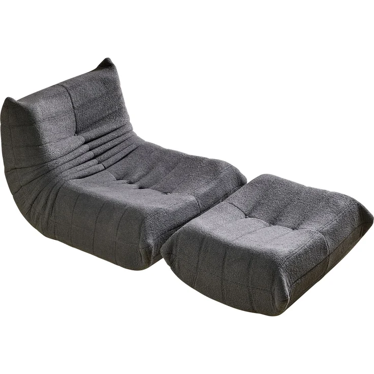 Loungesofa aus Teddy-Vlies mit hochdichter Schaumstoff-Polsterung, ergonomisch, 105x90x72 cm, Grau – Bild 9