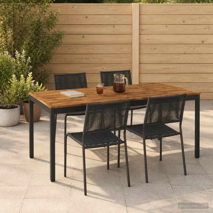 vidaXL Gartentisch NAARDEN Natürlich und Schwarz 180 x 88,5 x 75 cm 901325
