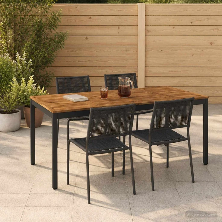 vidaXL Gartentisch NAARDEN Natürlich und Schwarz 180 x 88,5 x 75 cm 901325 – Bild 1
