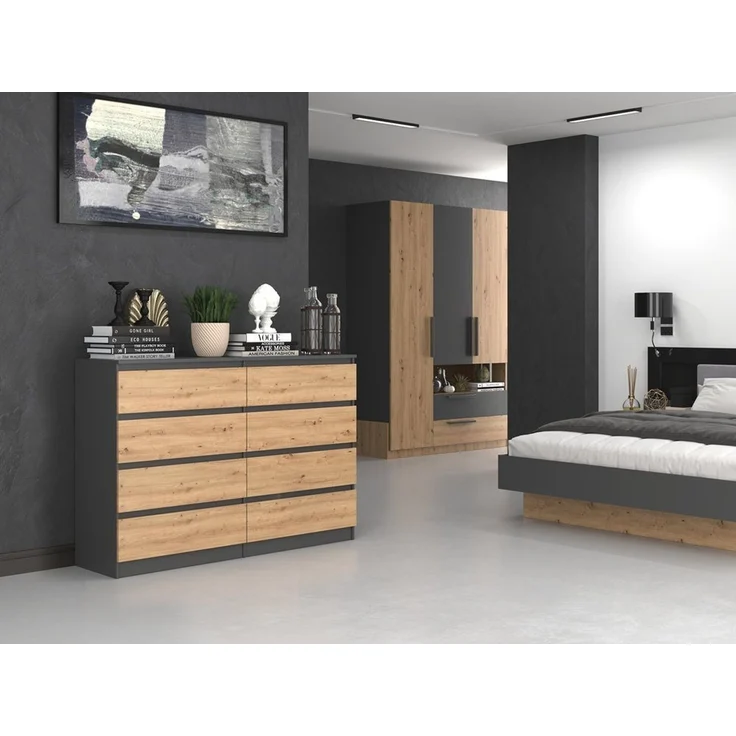 ibonto HOCHKOMMODE ANTHRAZIT / ARTISAN EICHE 40x1138x97cm (H 97 x T 40 x B 138 cm) – Bild 3
