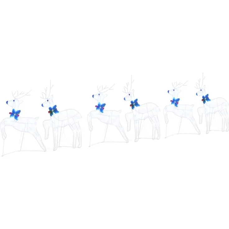 vidaXL LED Rentiere 6 pcs Weiß Stoff 3385898