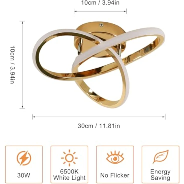 Comely 30W LED Deckenleuchte 6500K Kaltweiß 3375LM Moderne Gold Deckenlampe, Blumendesign Deckenbeleuchtung für Wohnzimmer Schlafzimmer Küche Flur – Bild 3