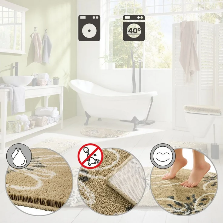 Erwin Müller Badematte Badematte "Palamas", Höhe 18 mm, eckig, Blumen – Bild 3