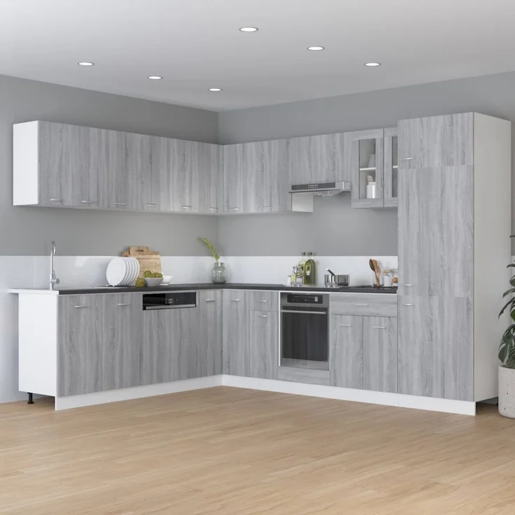 Kühlumbauschrank, Küchenschrank Lyon Grau Sonoma 60 x 57 x 207 cm Holzwerkstoff – Bild 3
