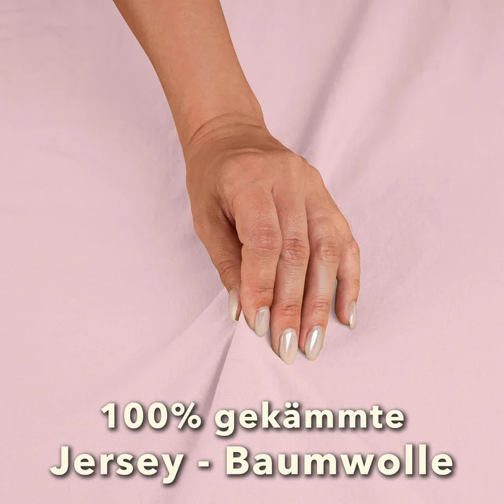 STUDIO Spannbettlaken Basic, viele Größen, 100% Baumwolle, OEKO-TEX 100, Jersey, Baumwolle, Gummizug: rundum, (1 Stück), 90x200 cm Bettlaken Spannbetttuch bis 25 cm Höhe - Puder – Bild 5