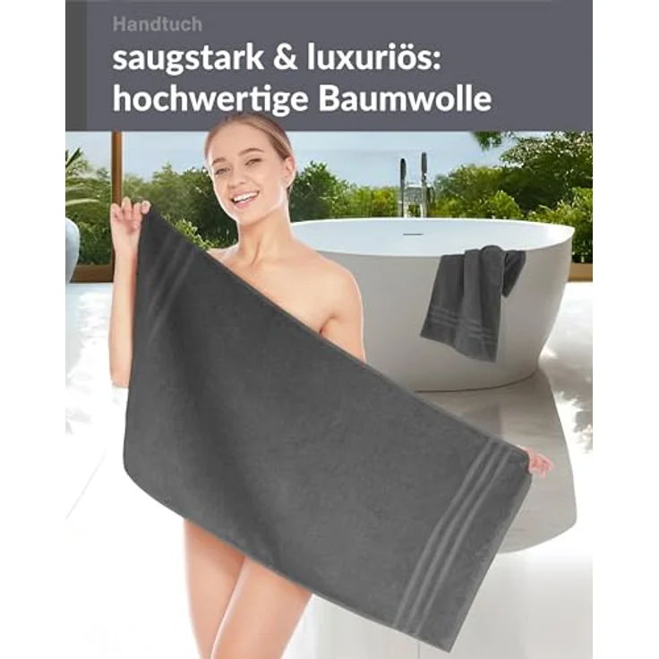 Lashuma Handtuch Set London Premium, Frottee (Set, 2-St), 50x100 cm, 100% Baumwolle, Made in Portugal – Bild 8