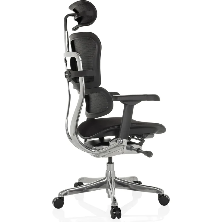 hjh OFFICE Bürostuhl ergonomisch ERGOHUMAN GEN2 Originales Design, Bürosessel mit Flexibler Lordosenstütze, Sitzfläche gepolstert, Stoff Schwarz – Bild 9