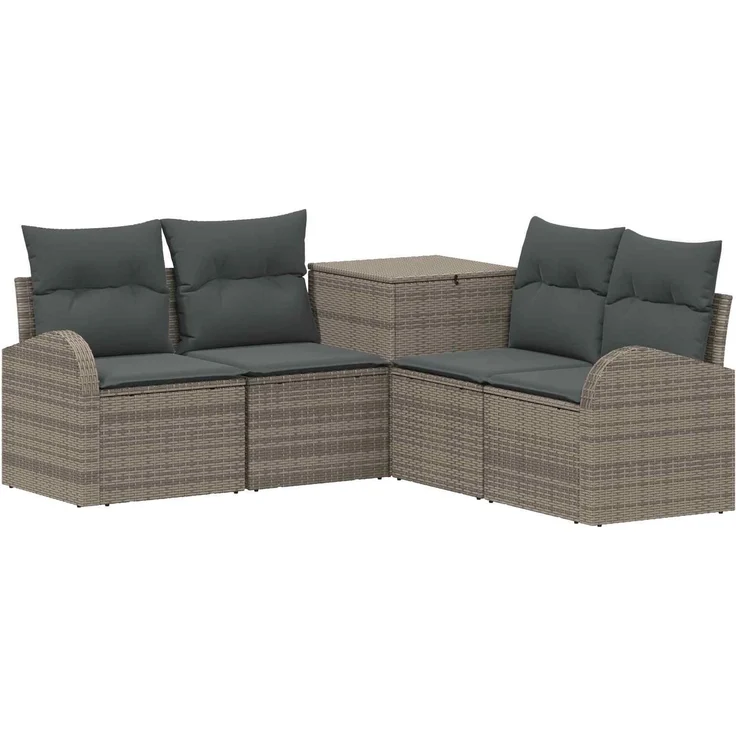vidaXL Sofa Set 5 stk. Grau und Dunkelgrau Polyrattan und Stahl 3447778 – Bild 2