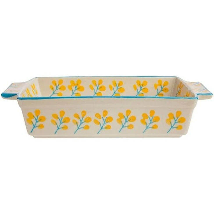 Tranquillo Backform Kleine Steinzeug Kuchenform FLORAL 300ml 21x10.5x4.5 cm handgestempelt, (Einzelartikel), Backform mit floralem Dekor und gleichmäßiger Wärmeverteilung – Bild 2