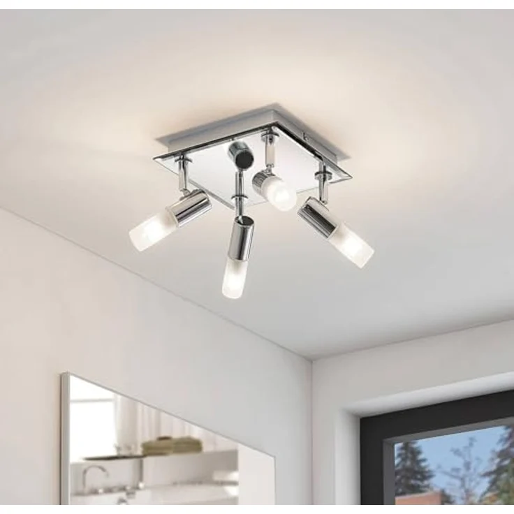 Lindby Deckenleuchten Zela, Metall, Chrom IP44, 4 x 8 W LED – Bild 3