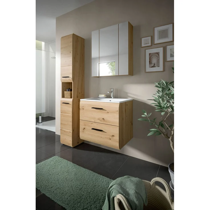 Badkombination (B/H/T: 105x185x46 cm) in Artisan Oak Nachbildung und Artisan Oak Nachbildung – Bild 5