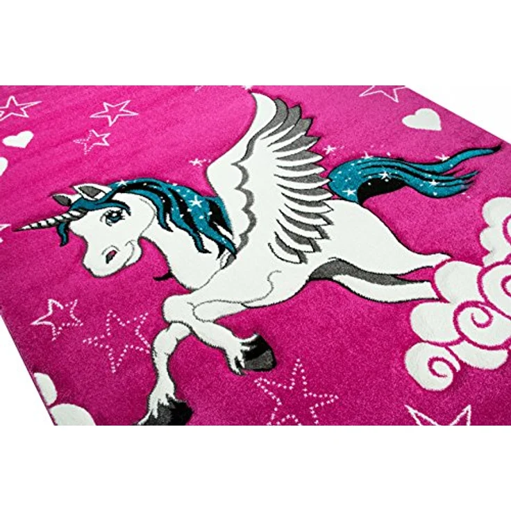 Carpetia Kinderteppich Kinderteppich Spielteppich Kinderzimmer Mädchen Teppich Einhorn Pink, rechteckig, Höhe: 13 mm – Bild 5