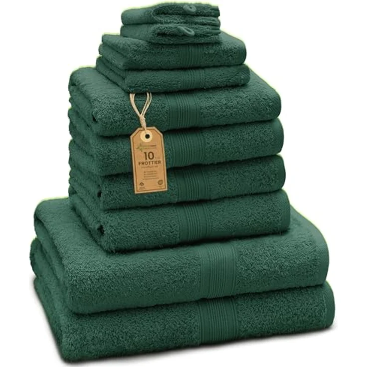 GREEN MARK Textilien Frottierset 10-teilig, dunkelgrün – Bild 2