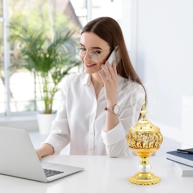 Arabischer Weihrauchbrenner Metall Vintage Räuchergefäß Büro Yoga – Bild 4