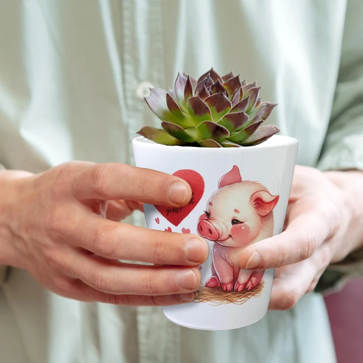 speecheese Blumentopf Schwein mit Maus und Herz Blumentopf Spruch Schön dass es dich gibt – Bild 5