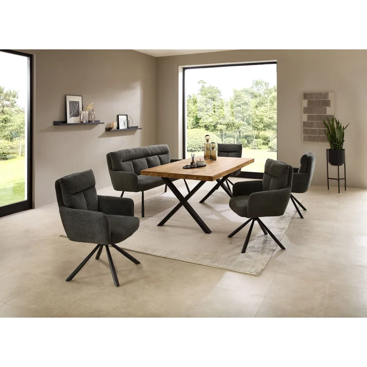 Esstisch >Chris X< in Eiche, schwarz, Massivholz, Metall - 180x76x100cm (BxHxT) – Bild 2
