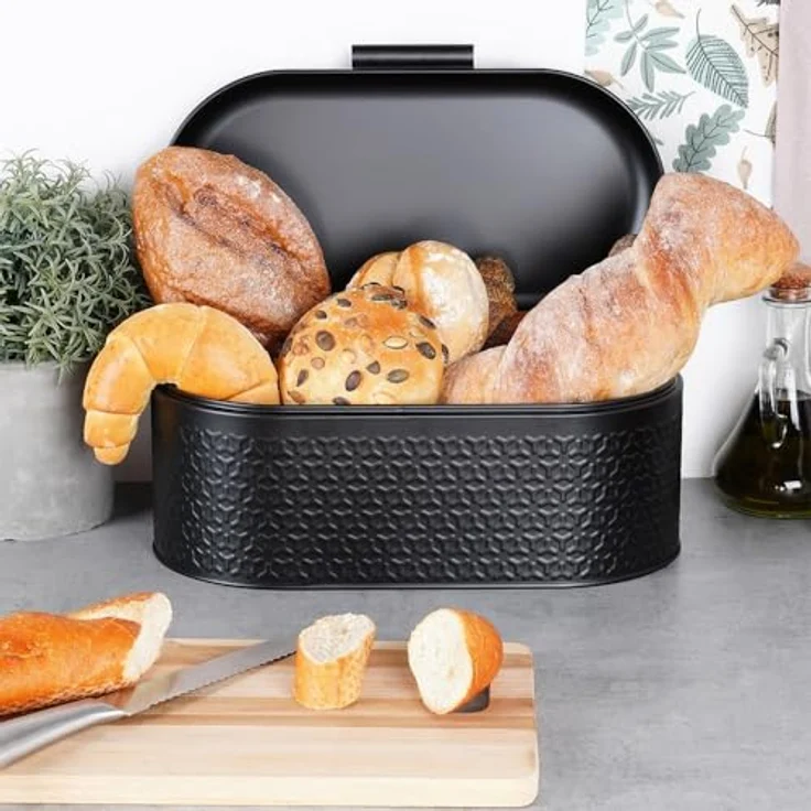 Vilde Brotkasten aus Stahl klein schwarz robust VILDE 34 x 20 x 15 cm – Bild 8