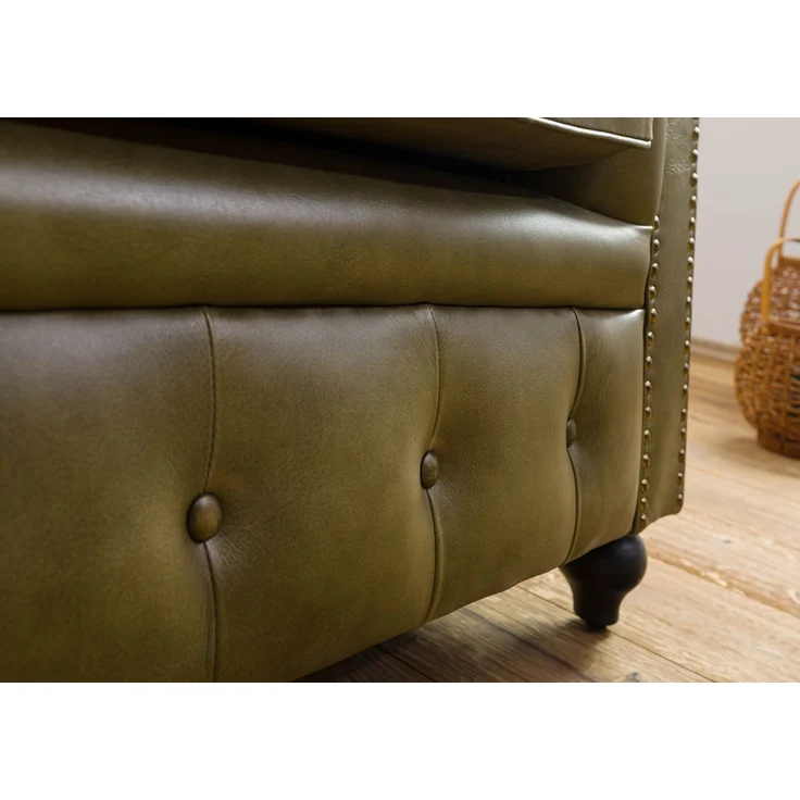 Sessel Echtleder 105x82x75 grün CHESTERFIELD #302 – Bild 4