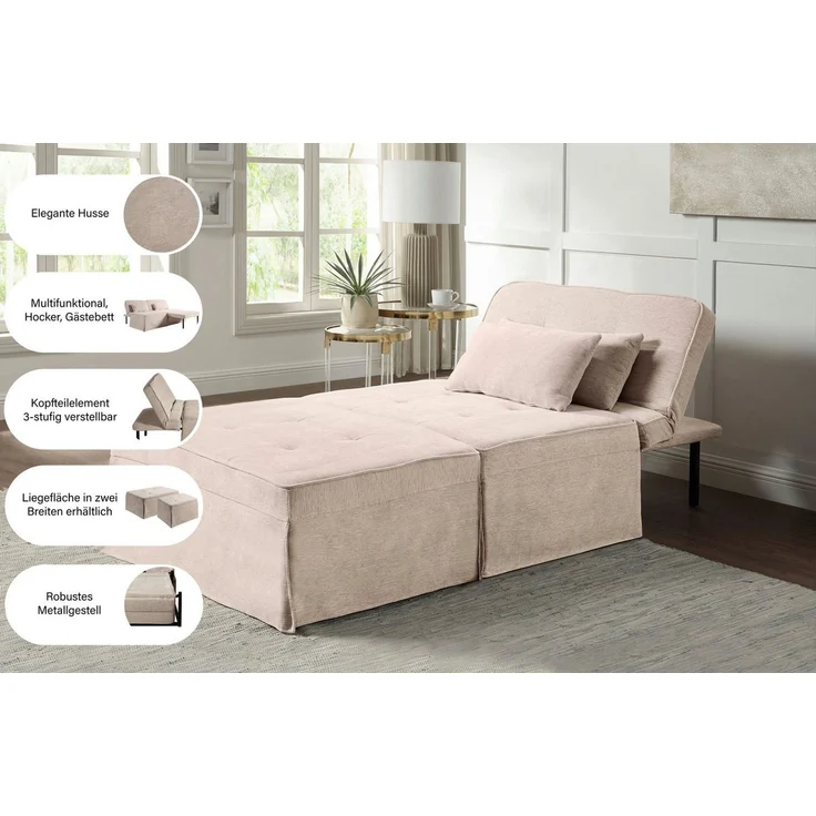 ATLFG Atlantic Home Collection Multifunktionshocker Finn, extra breit, 100 x 70 x 41 cm, Creme – Bild 3