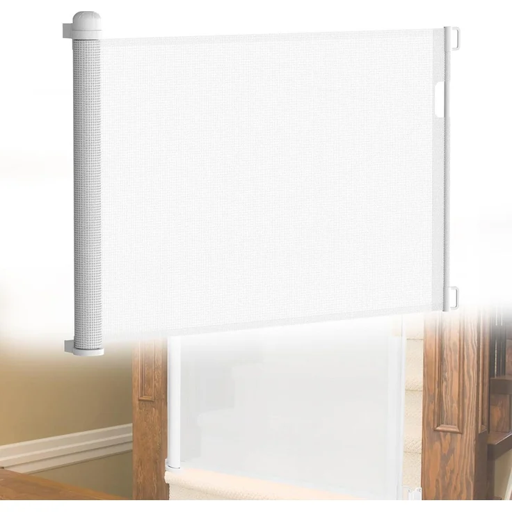 FIVMEN Treppenschutzgitter PVC Türschutzgitter Ausziehbar 0-300 cm, Weiß/Grau/Schwarz für Babys und Haustiere – Bild 5
