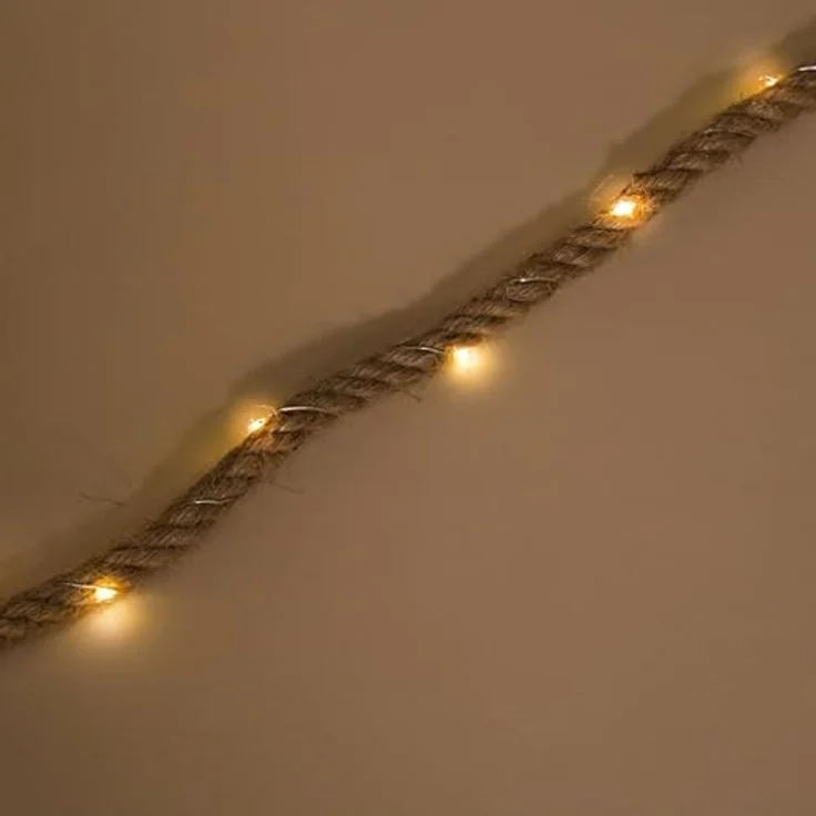 esotec LED-Lichterkette Beleuchtetes Juteseil außen 4,5m LED-Kette +2m Zuleitung 3000K 102164, Solarbetrieb ohne Stromanschluss, Dauer- oder Blinklicht, winterfest – Bild 7
