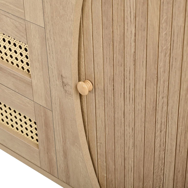 ZUBALIYA Kommode 141x40x77 cm, mit verstellbaren Einlegeböden, aus MDF, Natur – Bild 20