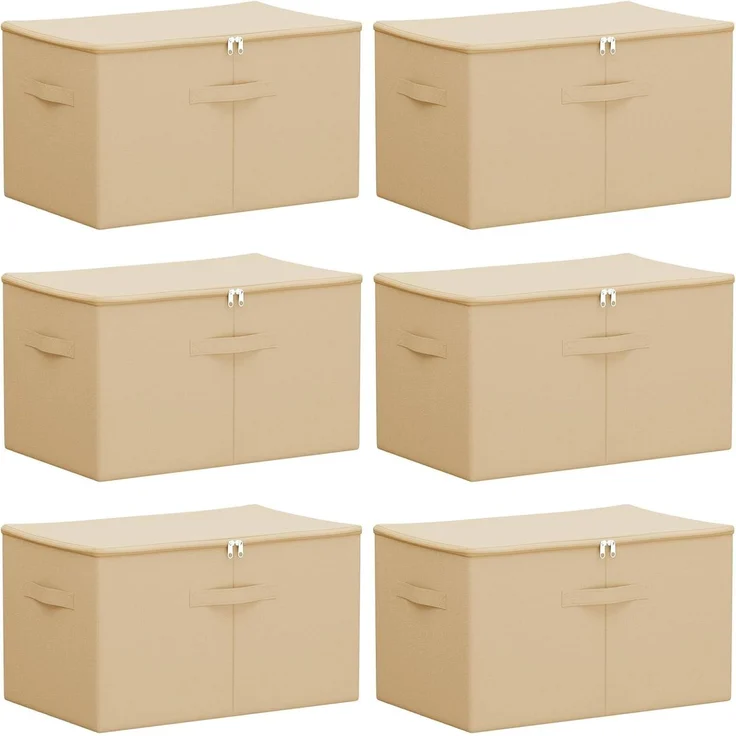 vidaXL Aufbewahrungsbox 6 stk. Vliesstoff 55 x 35 x 32 cm 61,6 L Creme 42024607 – Bild 1