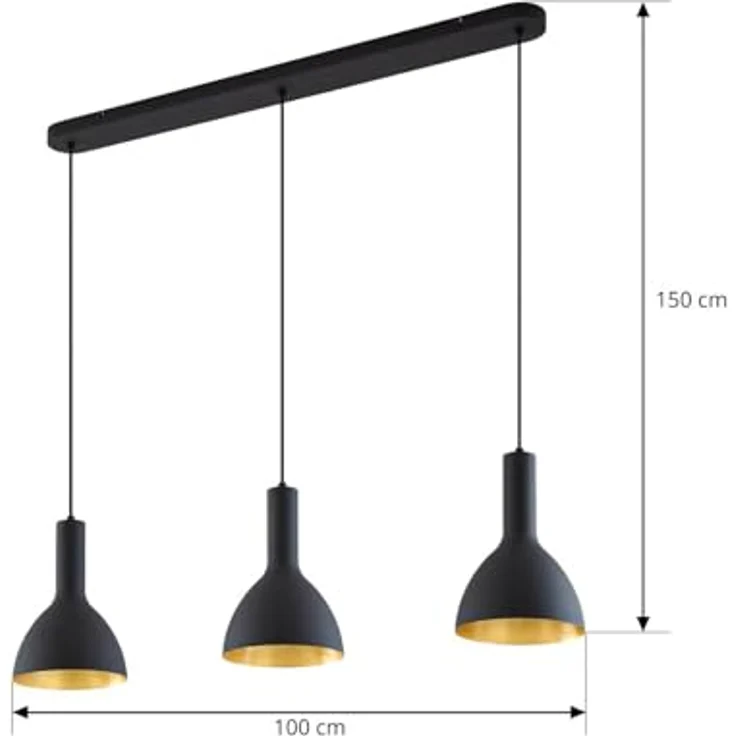 Arcchio Pendelleuchte Cosmina, moderne Deckenlampe in Schwarz, 3-flammig (E27) für Esszimmer, Küche und Wohnzimmer – Bild 5