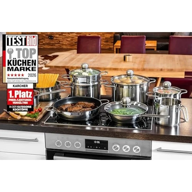 Karcher Topf-Set Jette, Edelstahl (14-tlg), inkl. 5 Glasdeckel, Induktion – Bild 2