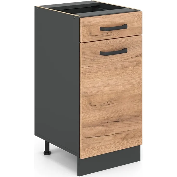 Küchenunterschrank R-Line Goldkraft Eiche 40 cm ohne Arbeitsplatte Vicco