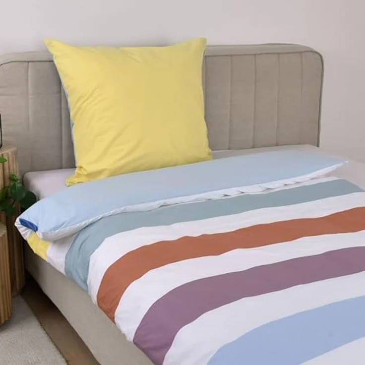 TOM TAILOR HOME Bettwäsche COLORED STRIPES in Gr. 135x200cm, 155x220cm, 200x220cm oder 100x135cm, Renforcé, 2 teilig, new bedroom, gewebtes Label – Bild 4