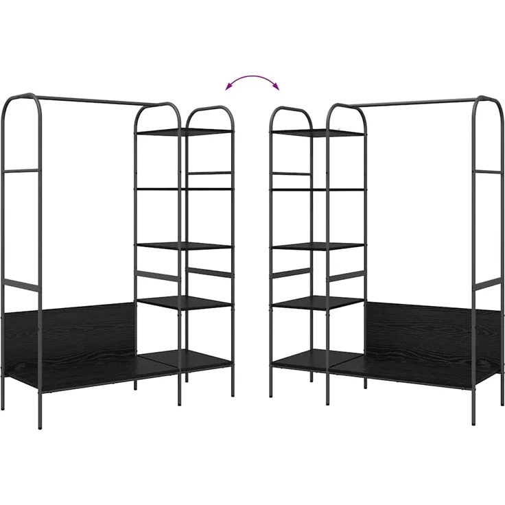 vidaXL Kleiderständer Schwarz 120 x 44 x 160 cm Holzwerkstoff 868445 – Bild 10