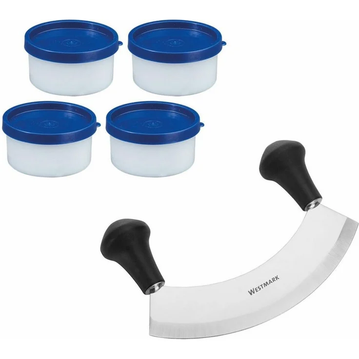 WESTMARK Wiegemesser Kräuter-Set, 5tlg,+ 4 Kräuterdosen zum Einfrieren – Bild 1