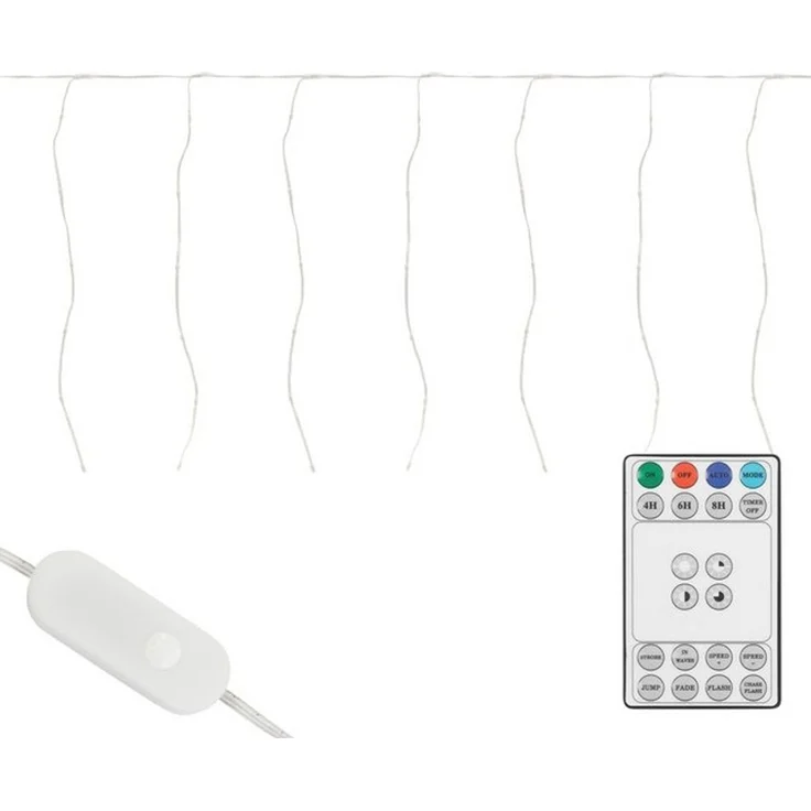 ECD Germany LED-Lichtervorhang Weihnachtsbeleuchtung Weihnachtslichterkette Christbaumbeleuchtung, Lichtervorhang 120 LEDs 3m für Innen & Außen IP44 Warmweiß – Bild 4