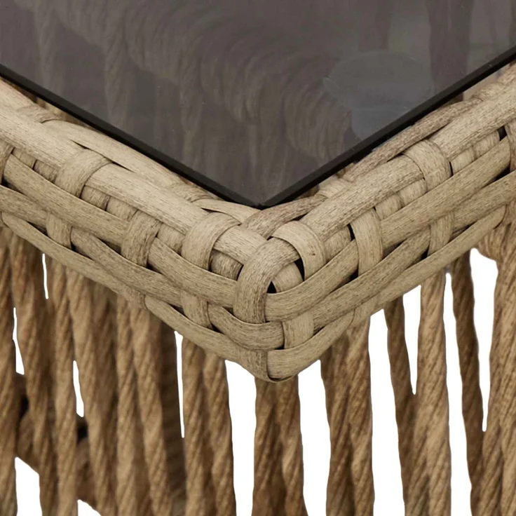 vidaXL Gartentisch Beige 100 x 55 x 37 cm PE Rattan und Glas 42035138 – Bild 7