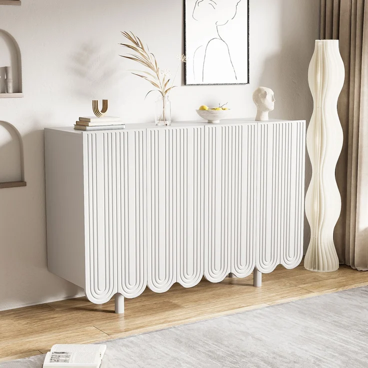 ZUBALIYA Sideboard 120x37,5x80,8 cm, aus MDF, Weiß – Bild 6
